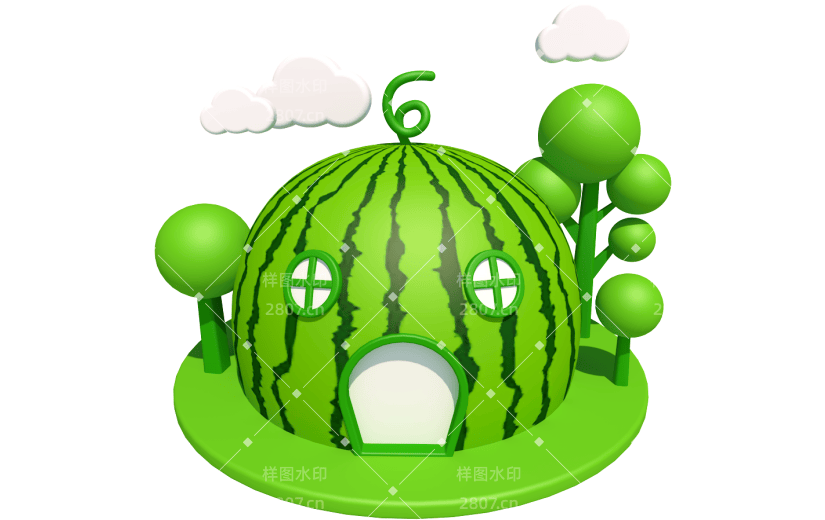 元素卡通3D西瓜场景