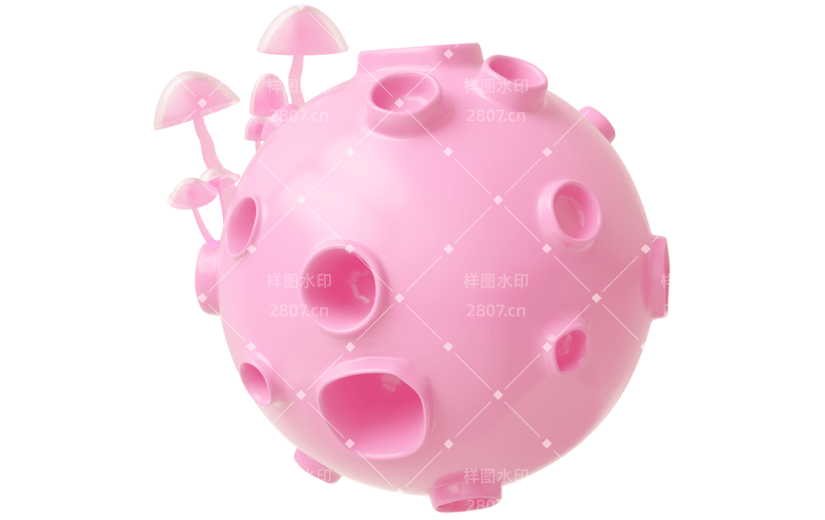 元素C4D立体粉色卡通星球