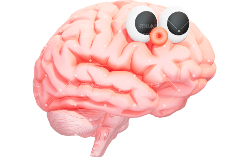 卡通可爱大脑3D元素
