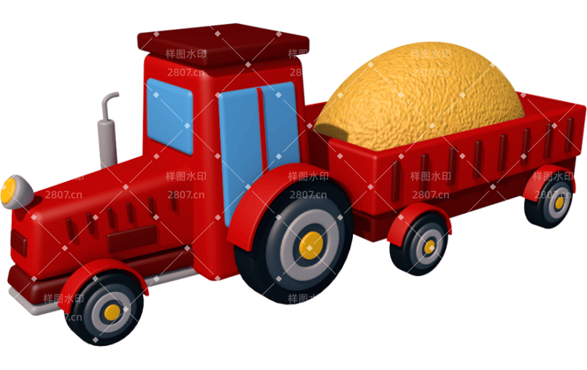 元素卡通3D拖拉机