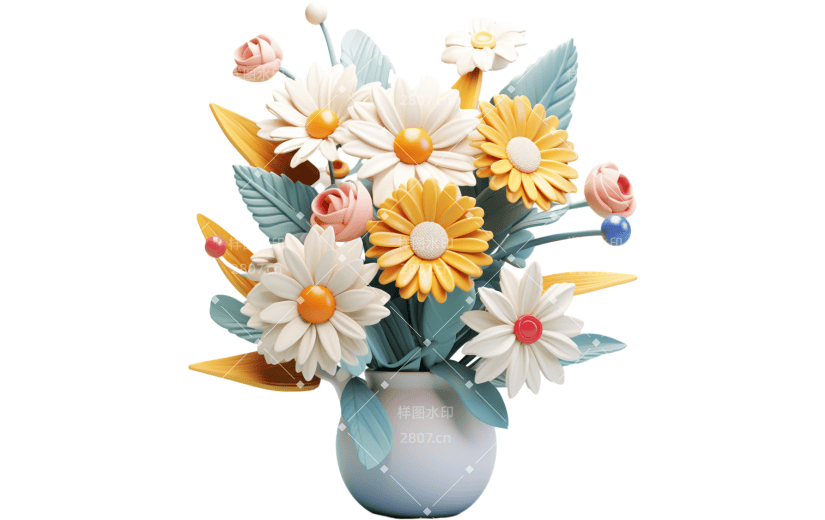 元素3D立体花束元素