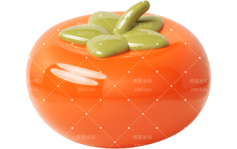 元素C4D立体橙色简约柿子