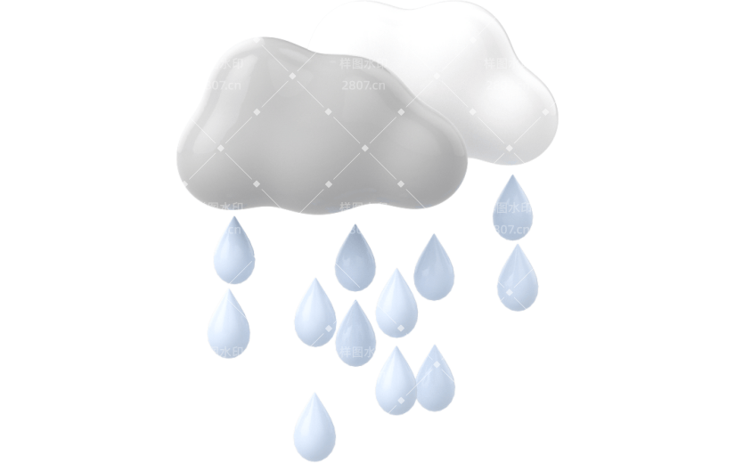 元素C4D卡通夏季暴雨大雨天气