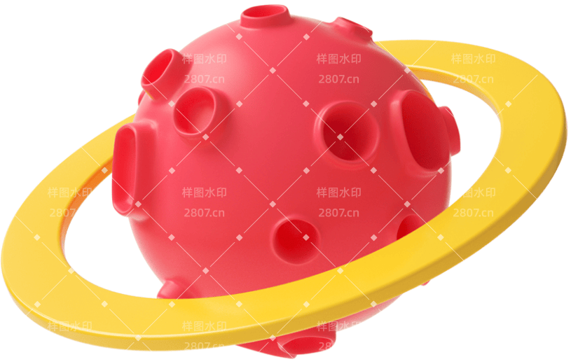 元素C4D立体红色卡通太空星球