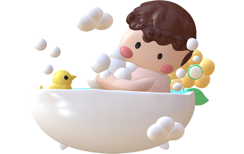 泡澡解暑3D元素