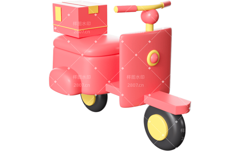 3D元素红色外卖购物车
