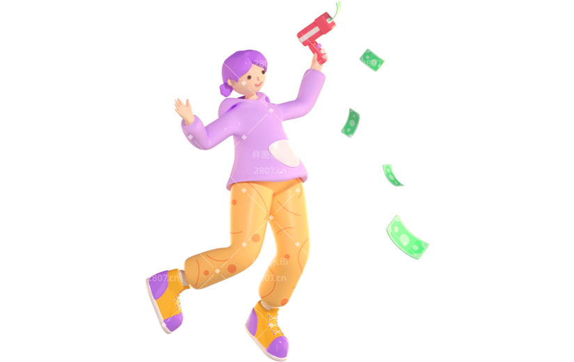 3D立体卡通创意消费购物人群促销活动人物元素