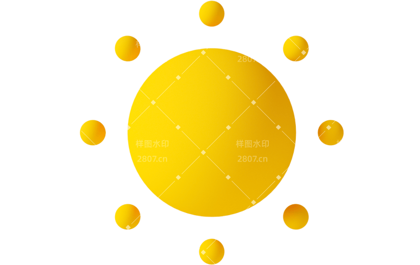 元素C4D立体黄色卡通晴天气图标