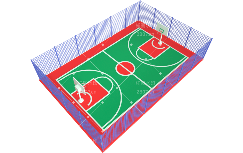 元素卡通3D篮球场