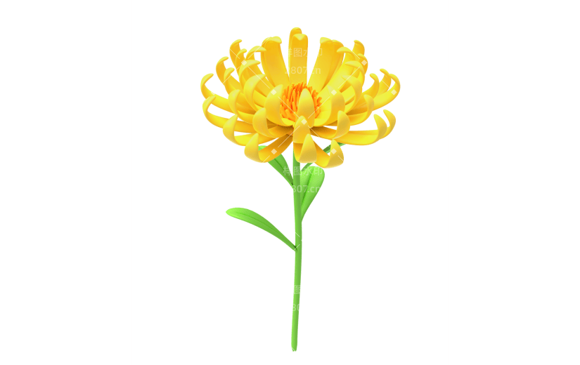 元素3D立体秋天黄色菊花