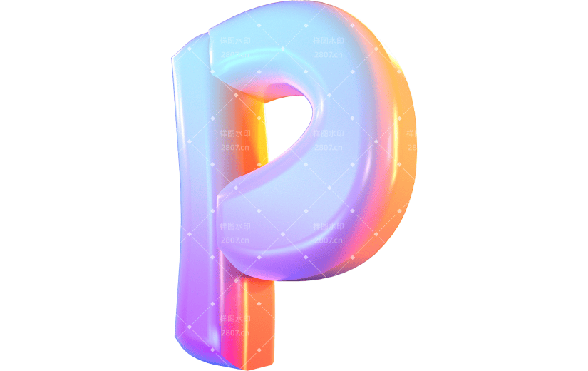 渐变风字母P立体3D元素