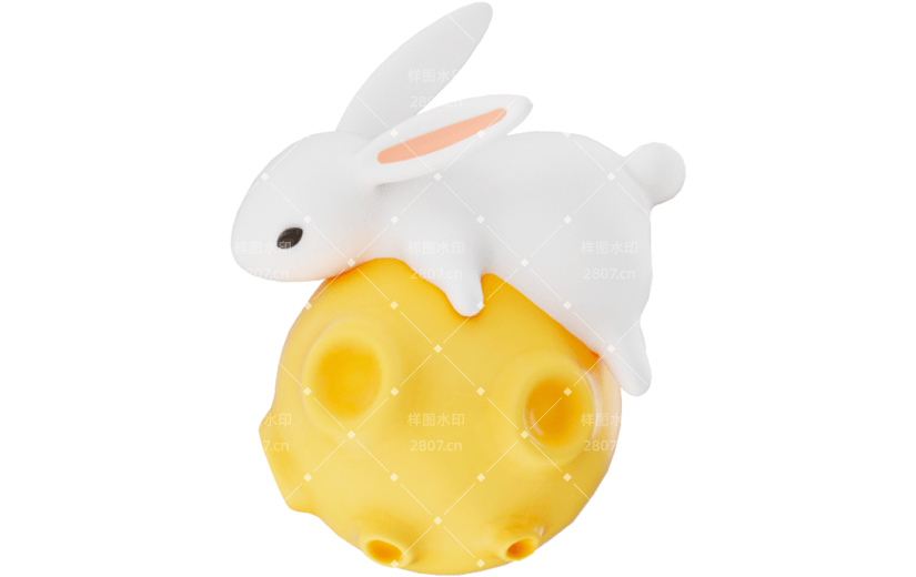 元素3D卡通兔子中秋元素
