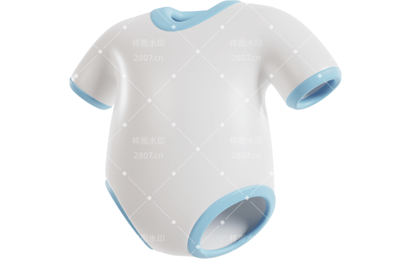 C4D婴儿服饰白色蓝边3D渲染