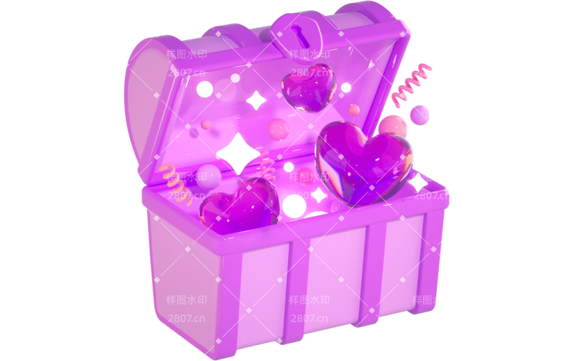 3D立体卡通创意宝箱促销活动元素