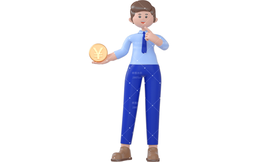 蓝色简约风职场办公人物3D元素