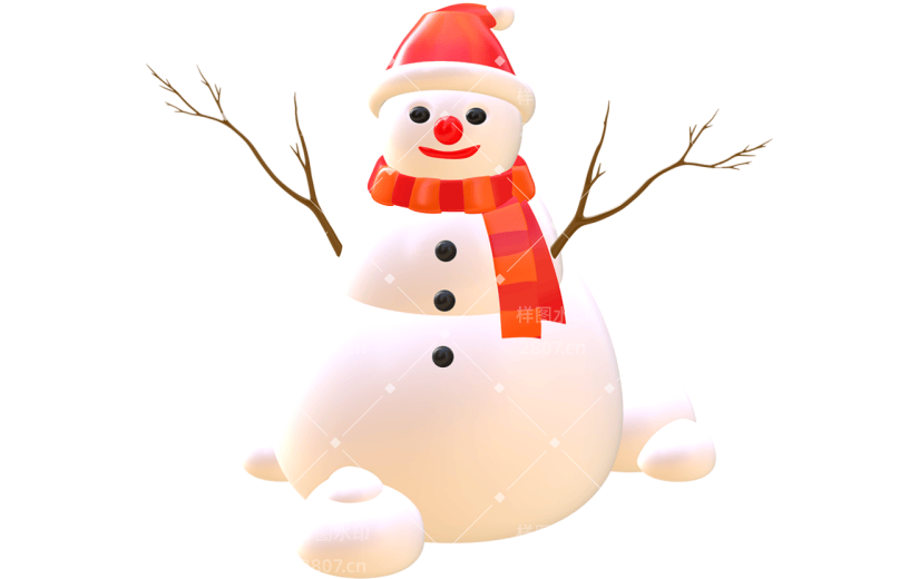 冬天3D雪人元素
