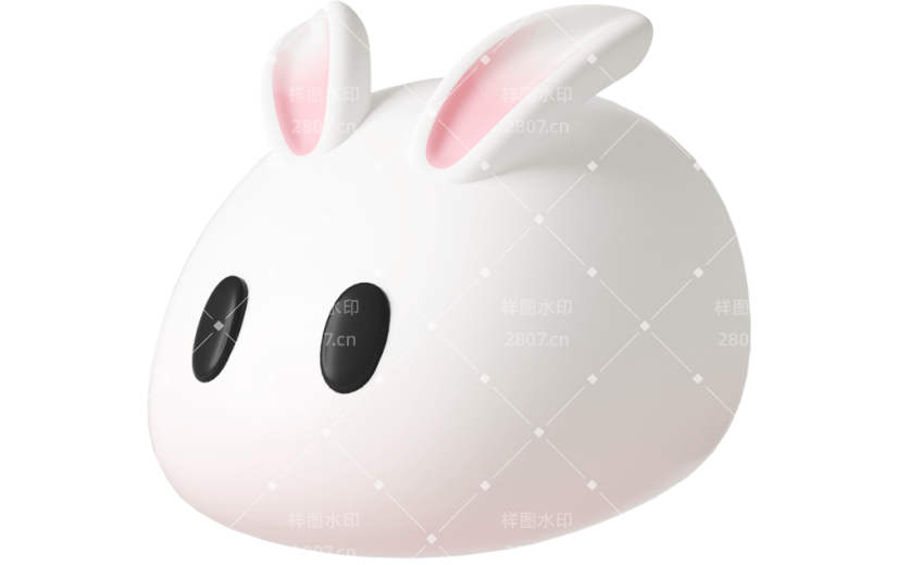 元素C4D立体白色卡通小兔子