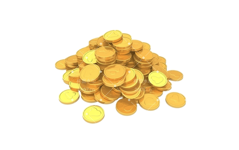 3D风格金色绚烂金币宣传3D元素