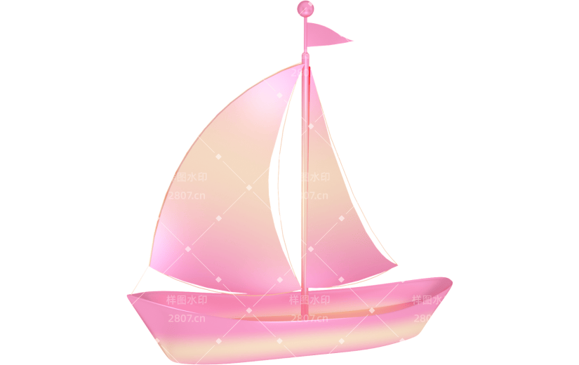 3d创意磨砂炫彩质感帆船