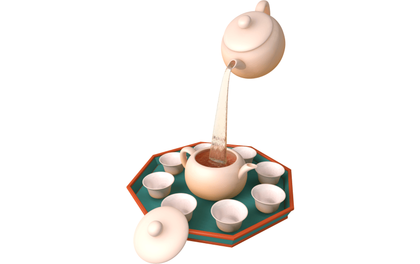 元素卡通3D茶具组合