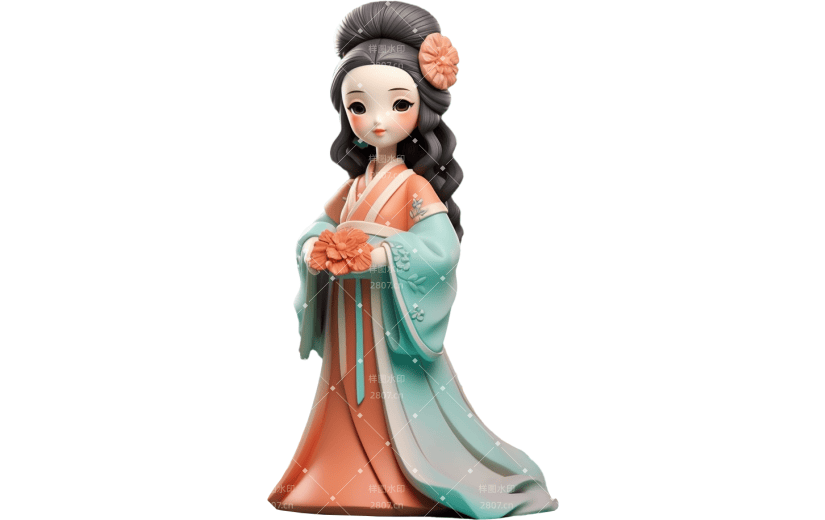 元素3D立体卡通古风汉服美人