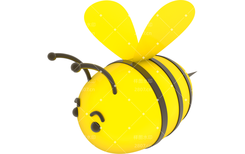 元素3D立体可爱昆虫黄色小蜜蜂