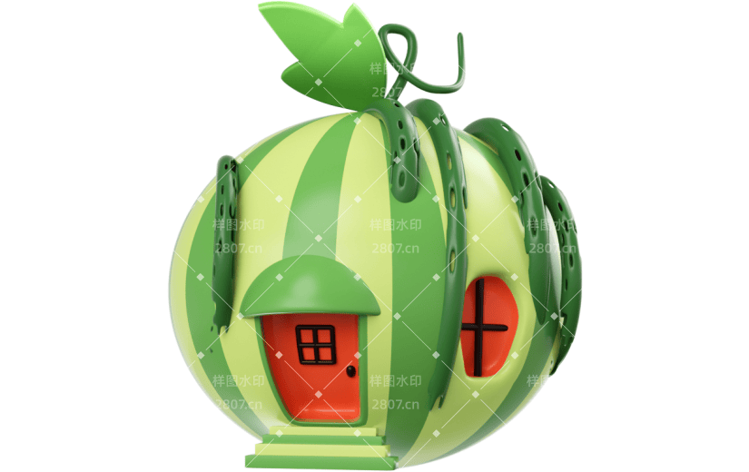 元素3D卡通西瓜屋