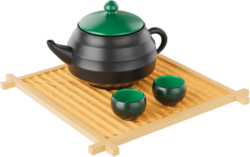 3d立体茶壶质感茶具元素