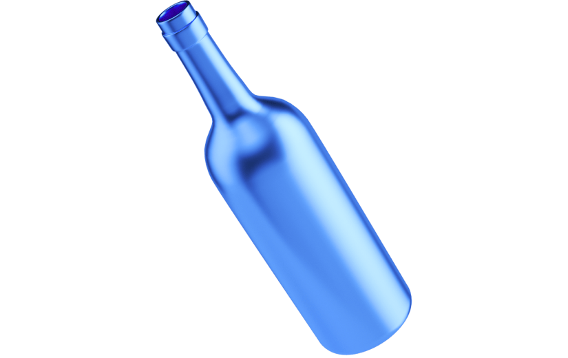 元素C4D立体蓝色质感啤酒瓶