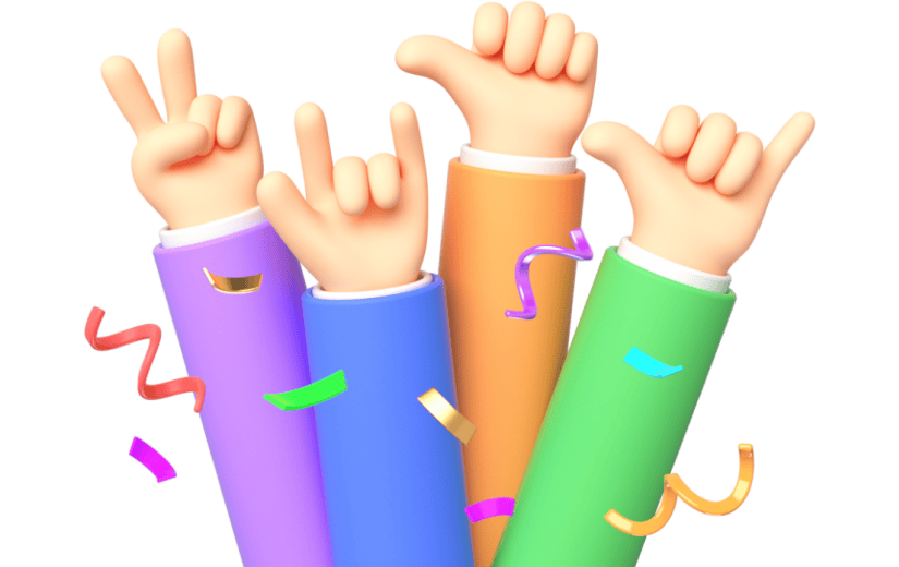 元素卡通3D欢呼手势