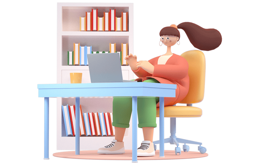 C4D女生职场办公操作电脑3D素材