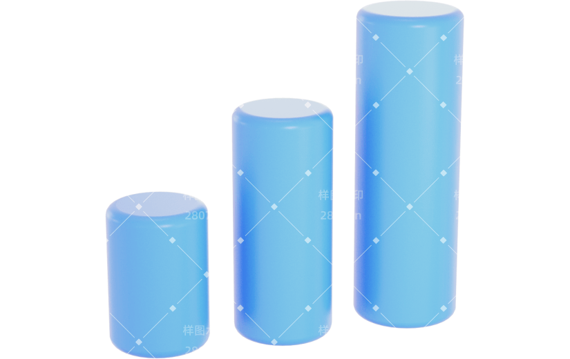 元素3D 柱状图 小元素 蓝色