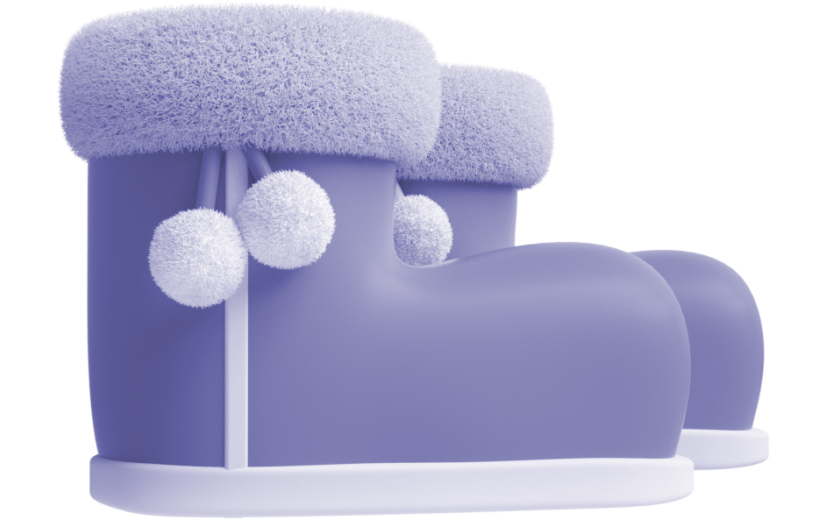 元素C4D立体蓝色卡通雪地靴