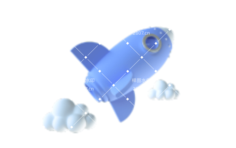 蓝色宇宙飞船太空3D元素
