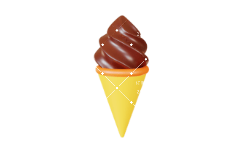 C4D美食蛋卷冰激凌3D立体食物小元素