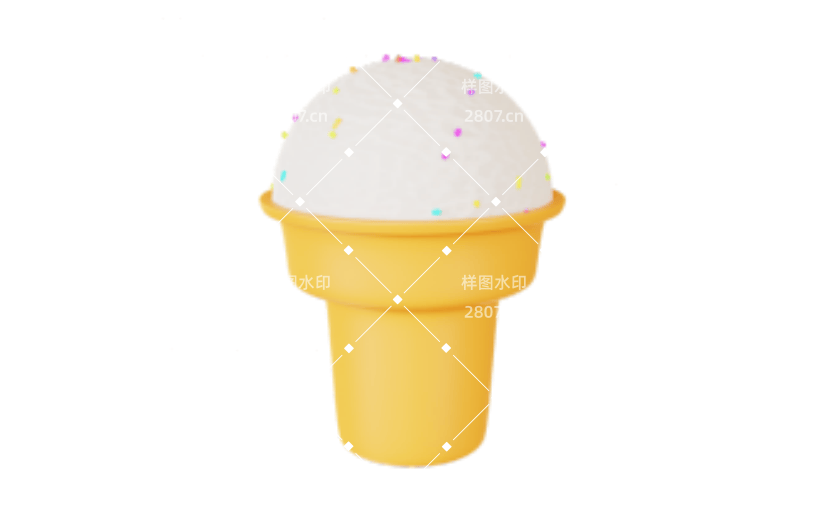 C4D美食奶油冰激凌3D立体食物小元素