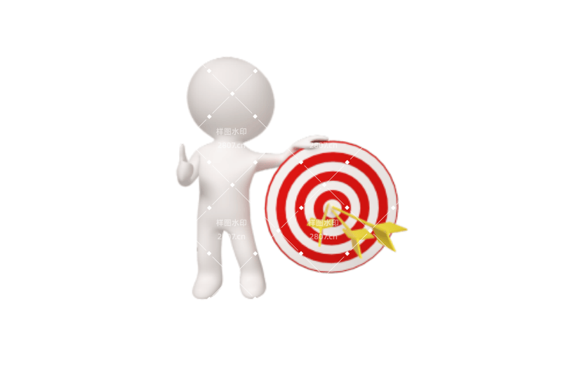 白色简约卡通商务人物掷飞镖主题C4D元素
