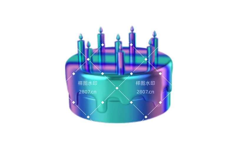 3D镭射生日蛋糕电商元素建模渲染