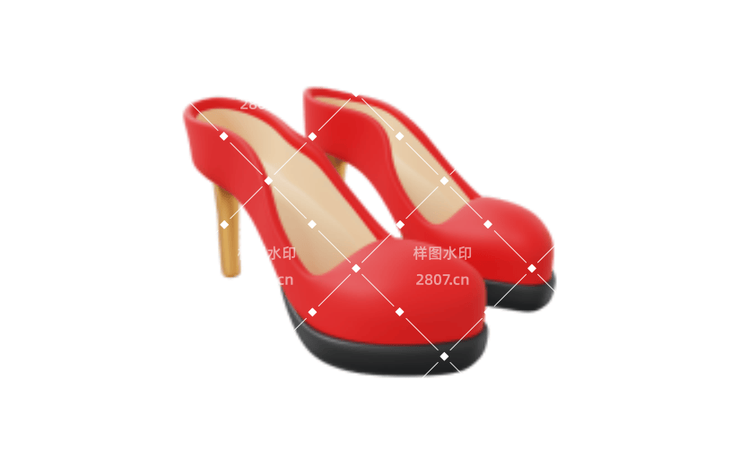 3D购物用品女士红色高跟鞋