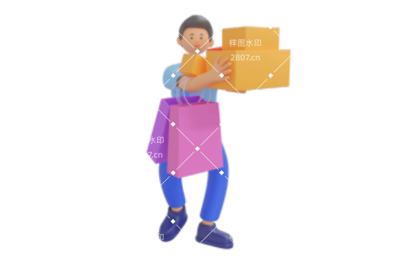 3D购物618电商促销购物男孩