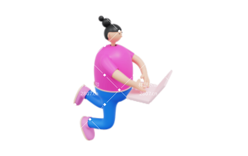 3D风格化电脑办公女孩人物