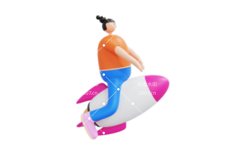 3D风格化坐飞机女孩人物