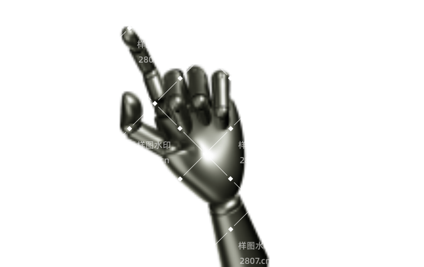 金属质感机械点击手势3D机器人元素