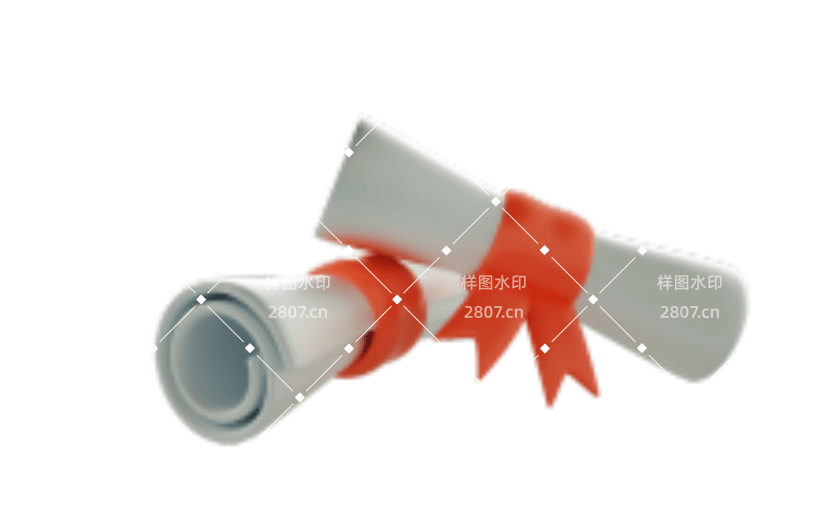 卡通3D书卷通知书装饰元素