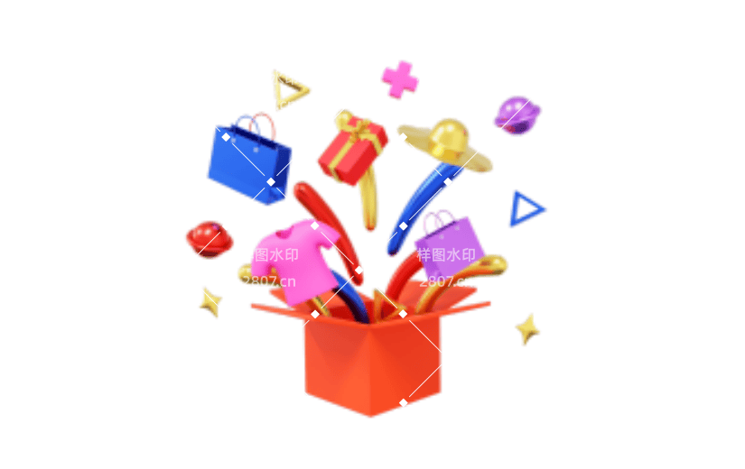 3D购物元素爆炸感手提袋衣服