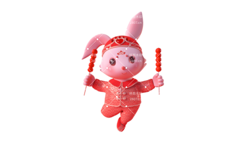 新年中国风3D兔子手拿糖葫芦
