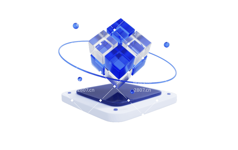 3D玻璃金融商务图标立方体