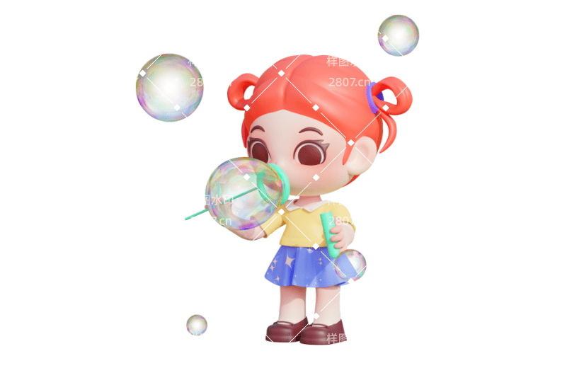 卡通3D可爱人物形象儿童吹泡泡