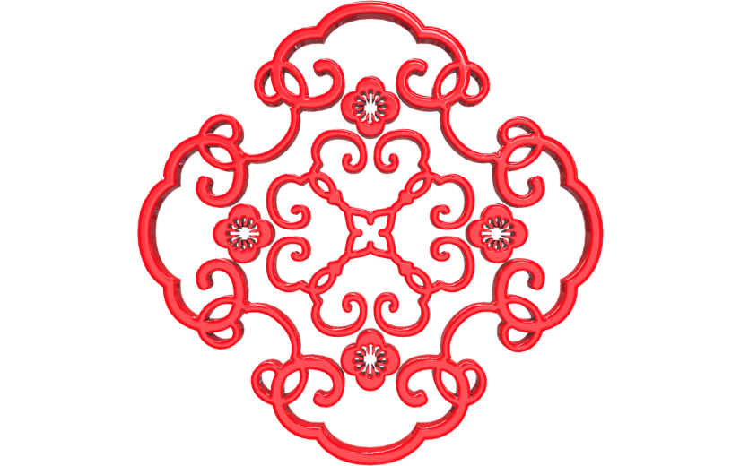 元素3D立体红色窗花