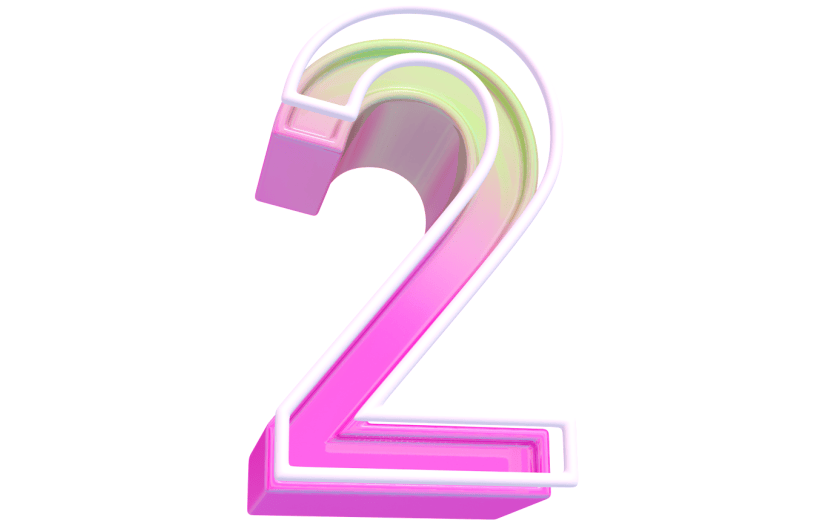 元素卡通3D倒计时数字2